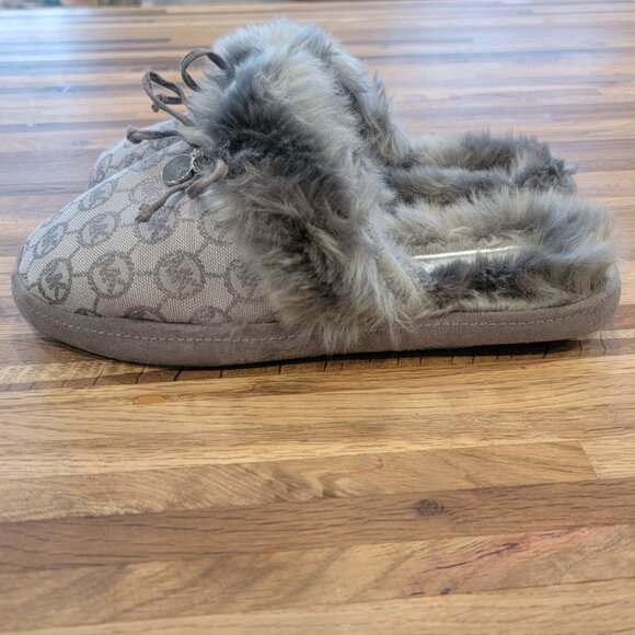 Michael Kors Zayden Slipper Slate Gray Monogram Jacquard Flat Slippers - Picture 5 of 10
